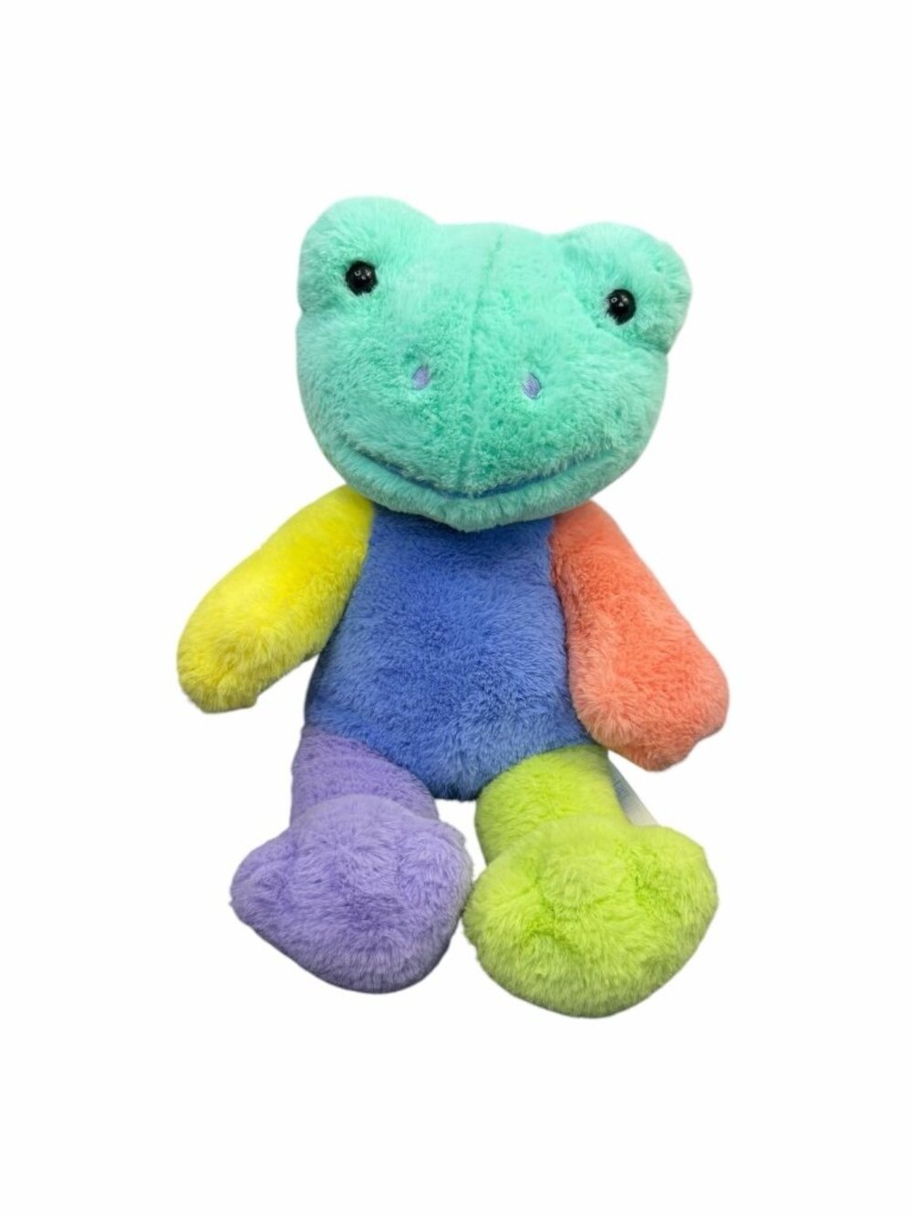 Build-A-Bear Rainbow Color Block Frog Plush Stuffed Animal 16” Soft Toy